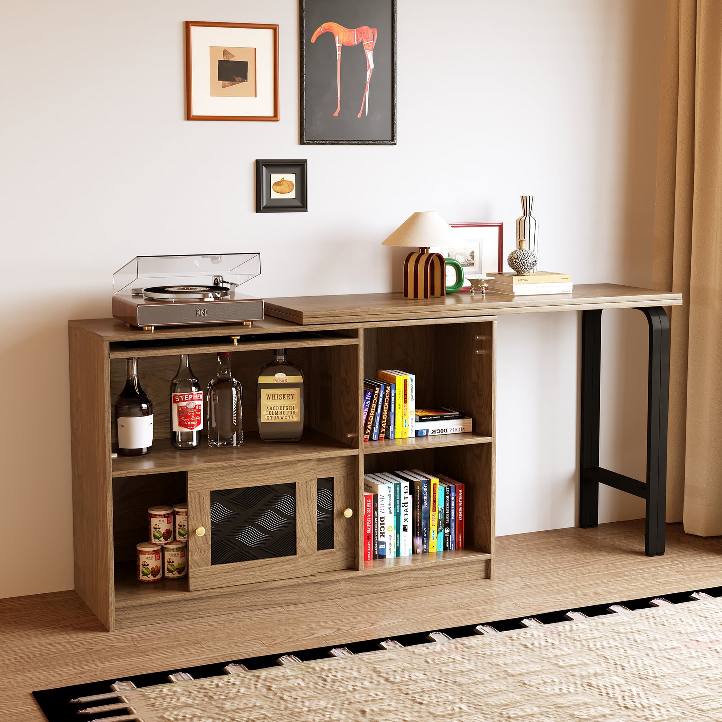 Cabinet D60-FK-M001 Mid-Century Modern Extendable Swivel Desk Top