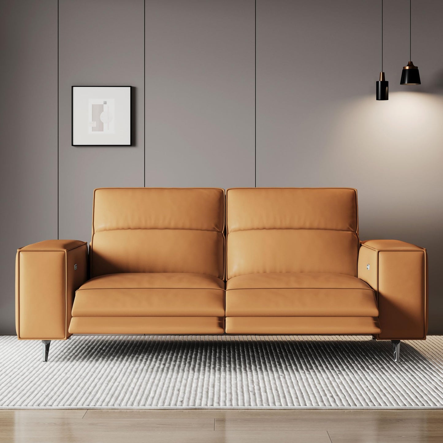 Sofa C31-FK-N001 Modern Power Recliner Solid Larch Frame 76.77"