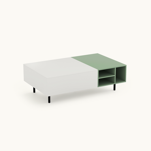 Modern Coffee Table 51.18" with Two-Tone Tabletop & Spacious Storage