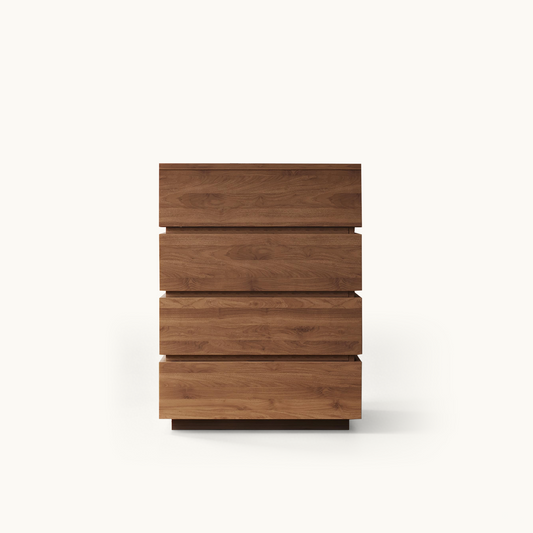 Mid-Century Modern 4-Drawer Cabinet 21.65" with Walnut Finish & Space-Saving Design
