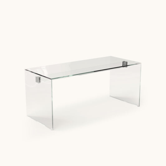 Modern Tempered Glass Desk 53.14" Spacious Tabletop