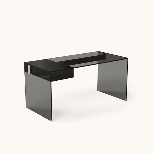 Modern Tempered Glass Desk 53.14" with Storage Drawer & Spacious Tabletop