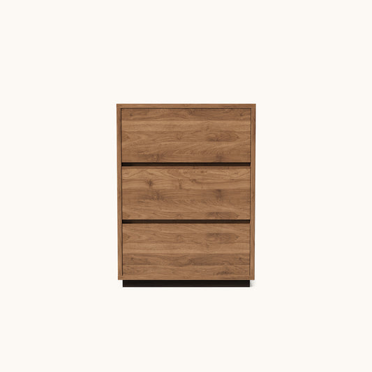 Mid-Century Modern 3-Drawer Cabinet 23.62" with Walnut Finish & Hidden Storage