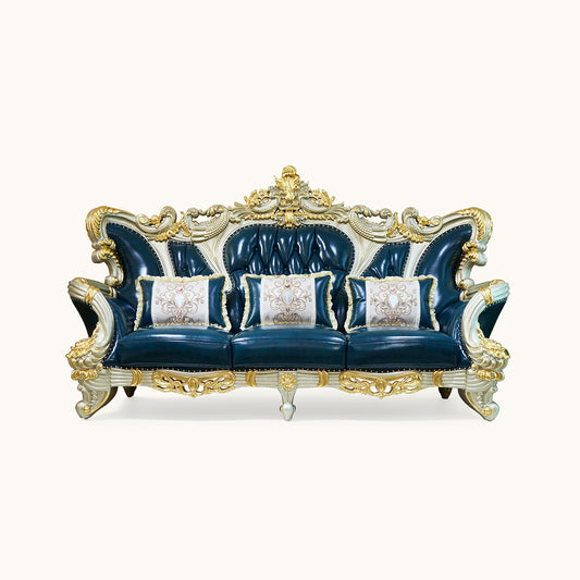 Imperial Sapphire Luxury Sofa Set – European Baroque Tufted Living Room Collection