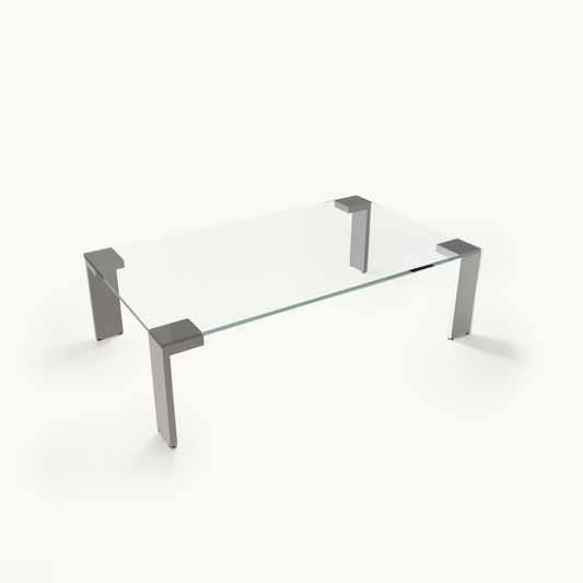 Modern Glass Coffee Table 47.2" with Tempered Glass Top & Metal Legs