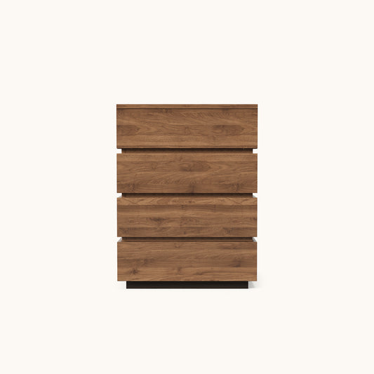 Mid-Century Modern 4-Drawer Cabinet 21.65" with Walnut Finish & Space-Saving Design