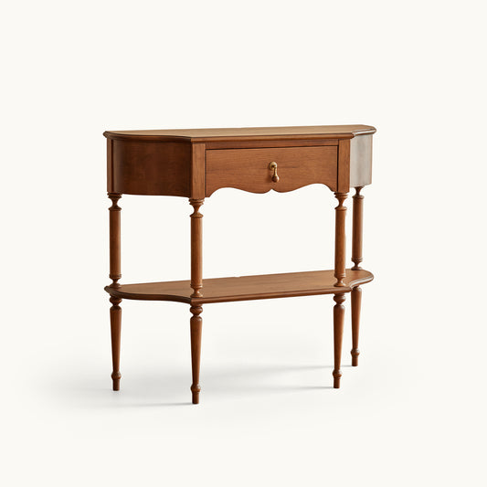 Gael Vintage Entryway Console Table with Drawer & Shelf, Black Mid-Century Hallway Table