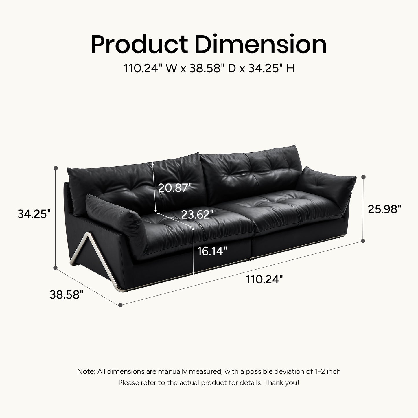 Blaine Genuine Leather Sofa (87” / 94” / 102” / 110”)