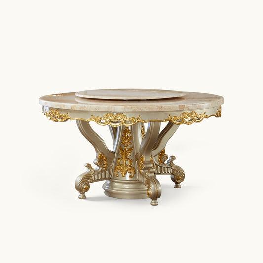 Royale Opulence Round Dining Table with Lazy Susan – French Palace Dining Collection