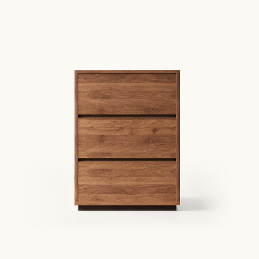 Mid-Century Modern 3-Drawer Cabinet 23.62" with Walnut Finish & Hidden Storage