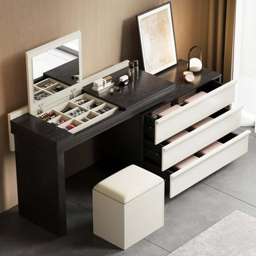 Dresser D65 - FK - M001 Modern Swivel Desk Top with 3 Drawers - FamiDear