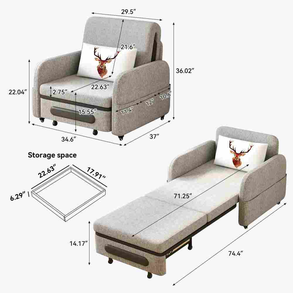 Sofa C17 - FK - M001 MTW Modern Fold - Out Sofa Bed Durable Fabrics 56.69" - FamiDear