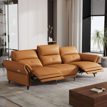 Sofa C18 - FK - L001 Modern Power Recliner Solid Larch Frame 112.5" - FamiDear