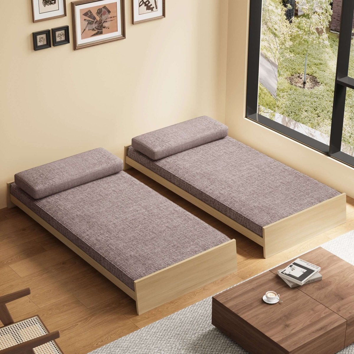 Sofa C27 - FK - M001 Modern Sofa Bed Split Seat Cover 75.98" - FamiDear