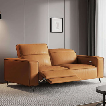 Side view low-profile mid century sofa with solid wooden legs