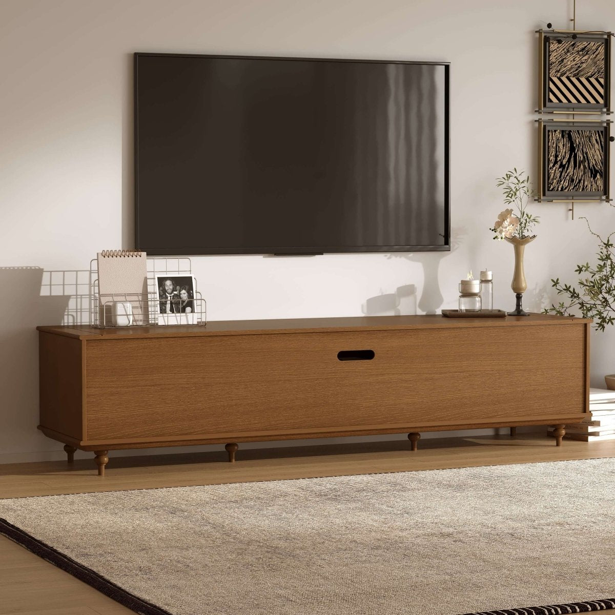 TV Stand T01 - FK - M001 Mid - Century Modern Cable Management Spacious Storage 78.74" - FamiDear