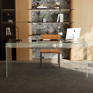 Desk BLSZ001 Modern Tempered Glass Generous Tabletop Space 53.14"