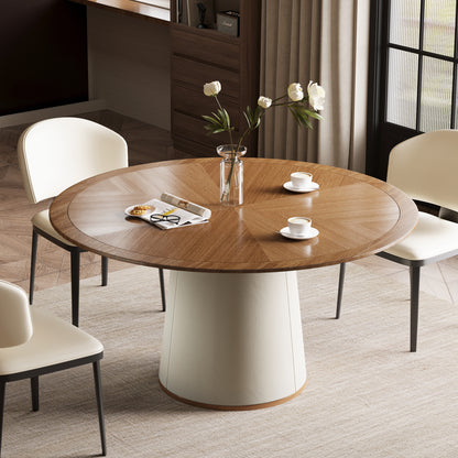 Dining Table CZ0034D Mid-Century Modern Lmitation Leather Base 59.05"