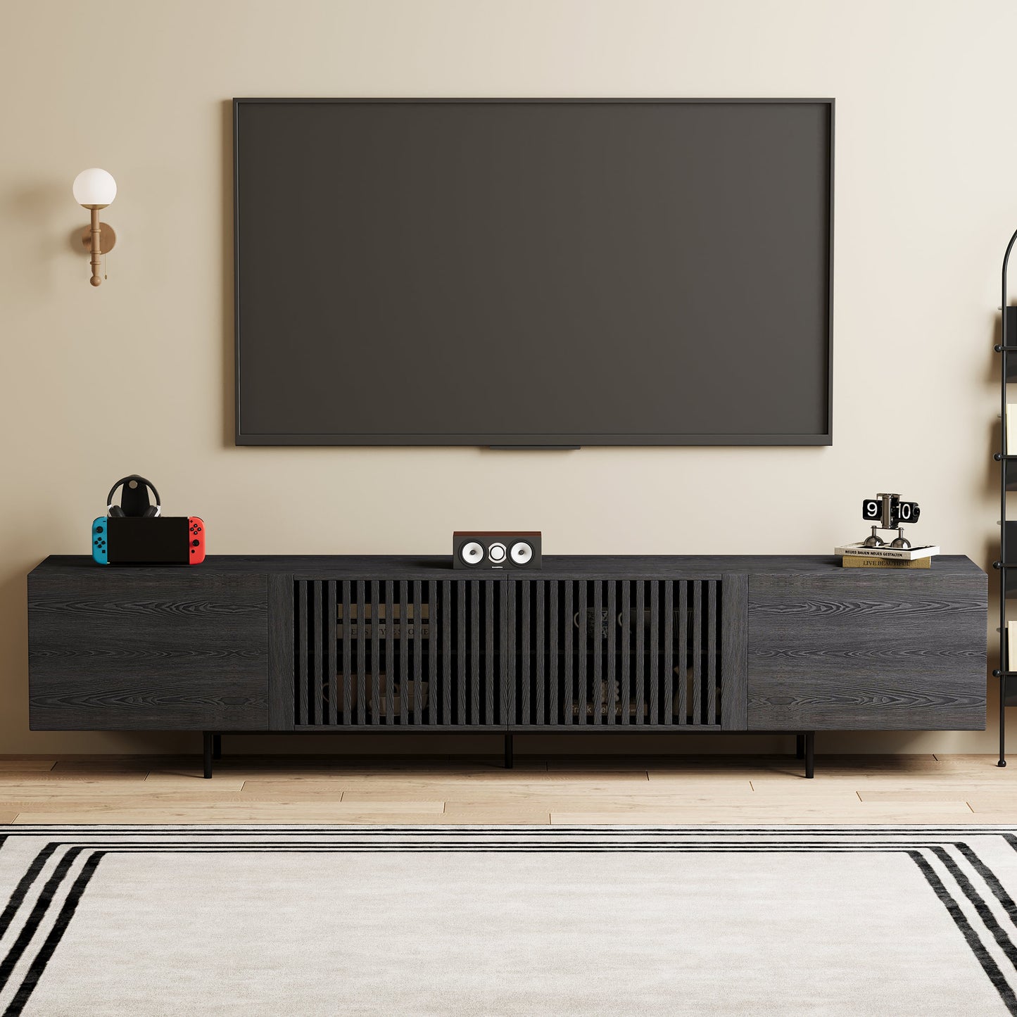 TV Stand YSTVB Mid-Century Modern Cable Management 4-Door 94.48"