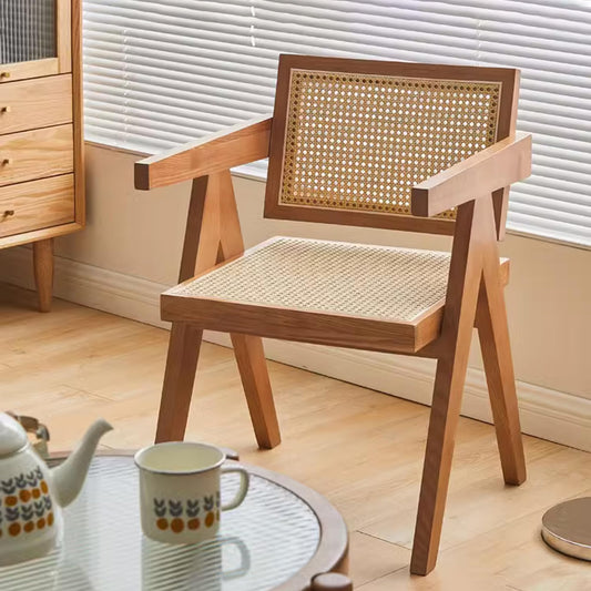 Dining Chair Mid-Century Modern Solid Wood Frame Mesh Backrest