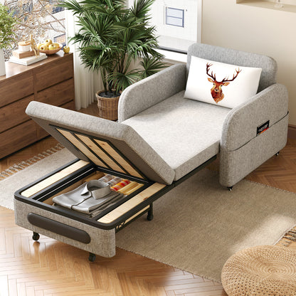 Folding sofa bed suitable for small spaces - gray/white single Japanese-style sofa bed with folding bed function, ideal for RV and studio apartments