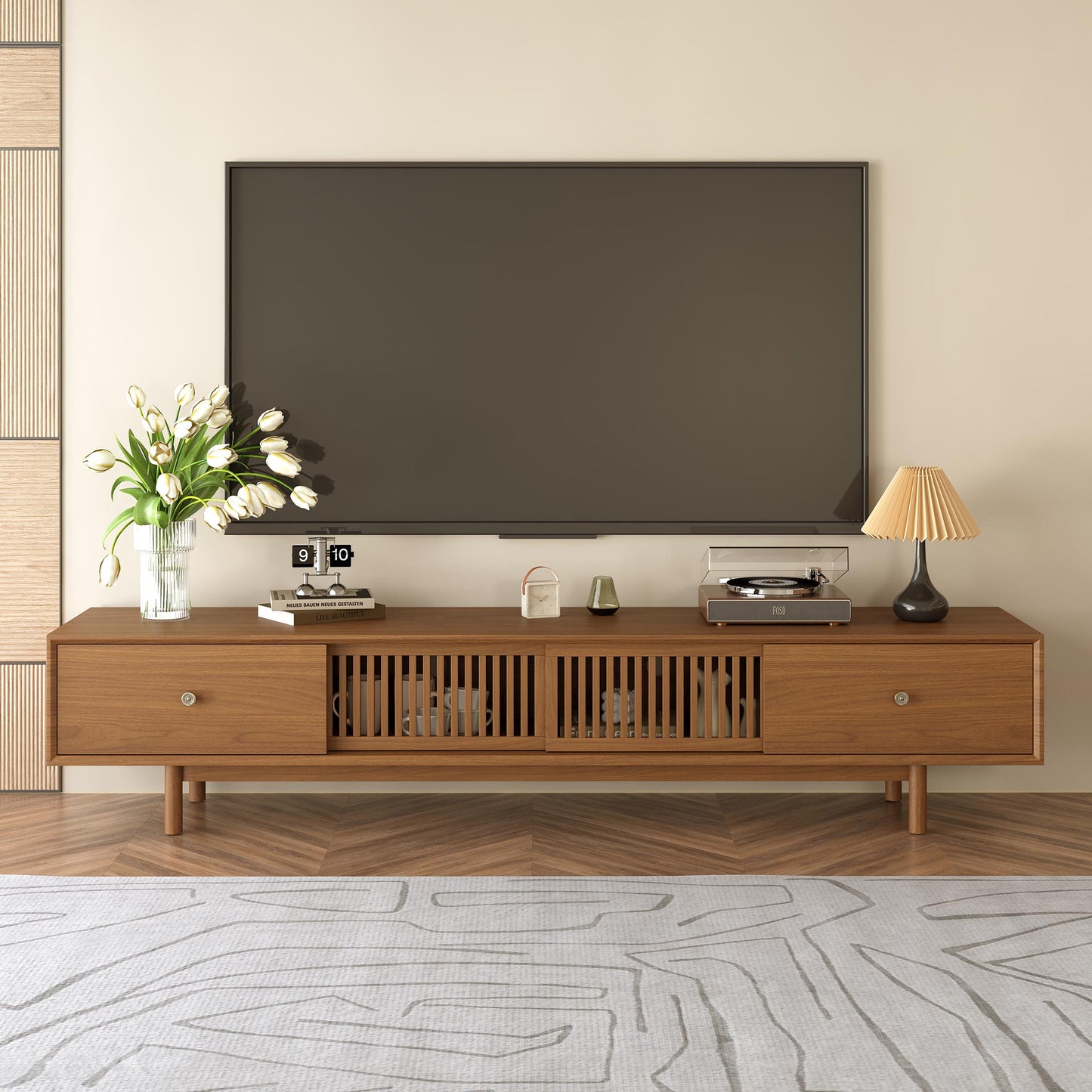 TV Stand YJJDDG818 Mid-Century Modern Spacious Storage 78.7"