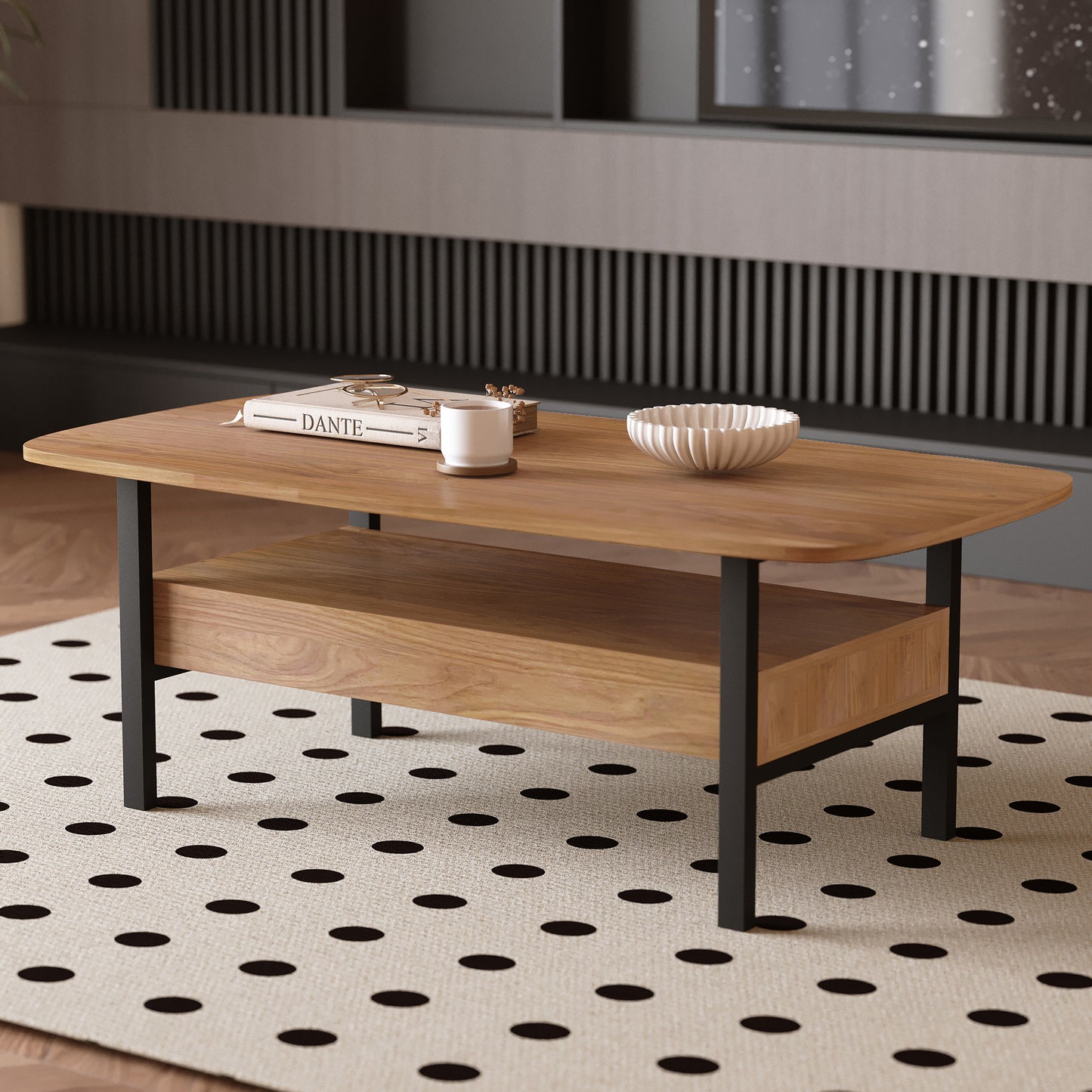 Coffee Table YSCJ680 Mid-Century Modern Spacious Storage 47.2"