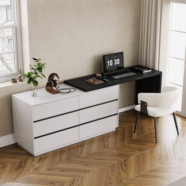 Desk D63-FK-M001 Modern Extendable Swivel Desk Top 114.56"