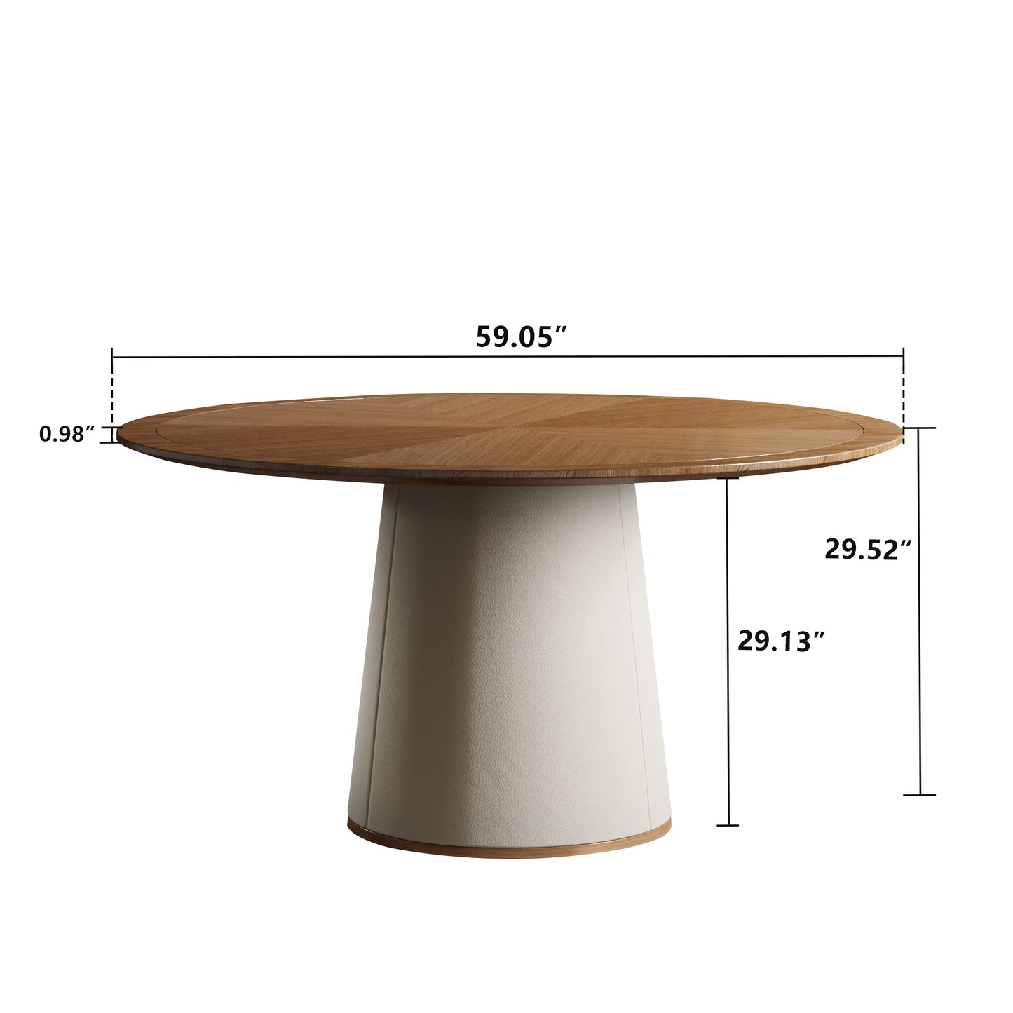 Dining Table CZ0034D Mid-Century Modern Lmitation Leather Base 59.05"