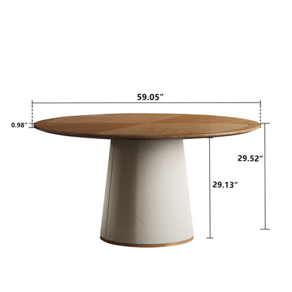Dining Table CZ0034D Mid-Century Modern Lmitation Leather Base 59.05"