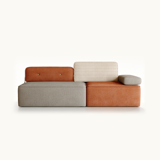 Modern Three-Tone Fabric Sofa 68" with Spring Cushions & Color Block Design