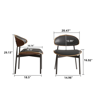 Modern Upholstered Dining Chairs, Wood and Leather, Set of 2 ﻿