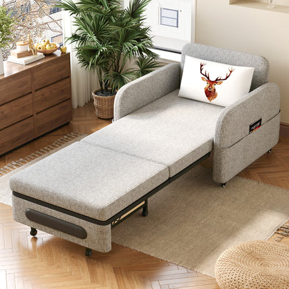 Folding sofa bed suitable for small spaces - gray/white single Japanese-style sofa bed with folding bed function, ideal for RV and studio apartments