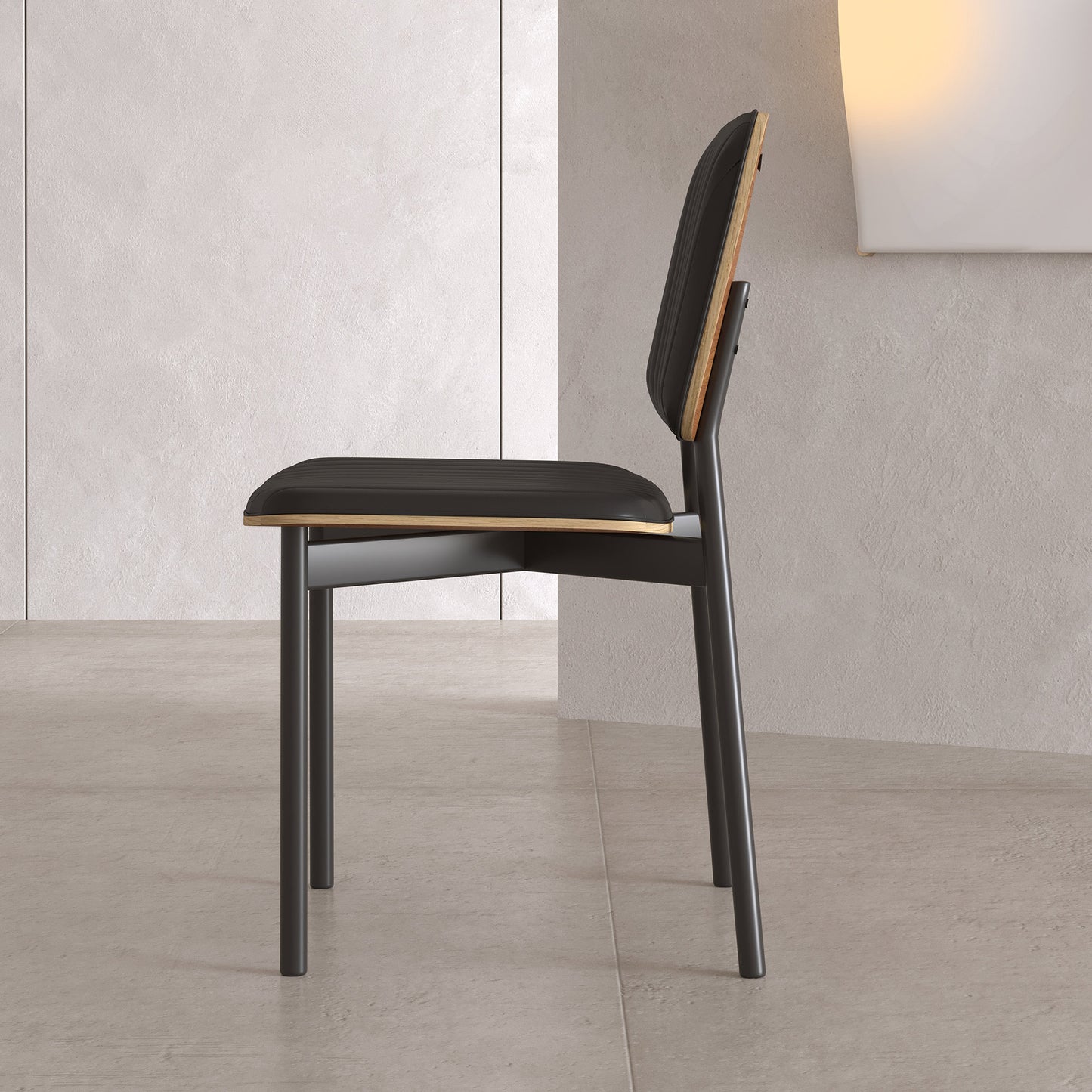 Set of 2 Modern Dining Chairs with Black Leather Seats and Metal Legs, Stylish and Comfortable for Home or Office