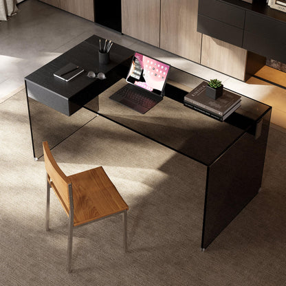 Desk MGBLSZ002 Modern Tempered Glass Generous Tabletop Space 53.14"