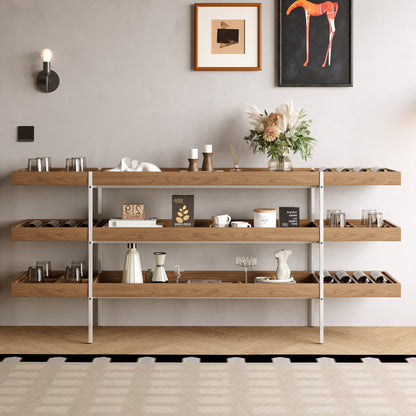 Multi-Level Storage Shelf with Spacious Compartments and Metal Frame, Ideal for Organizing Living Room, Office, or Bedroom