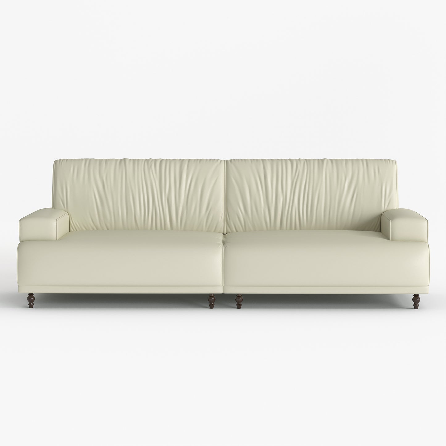 Mid-century modern style leather upholstered sofa, three-seater sofa for living room