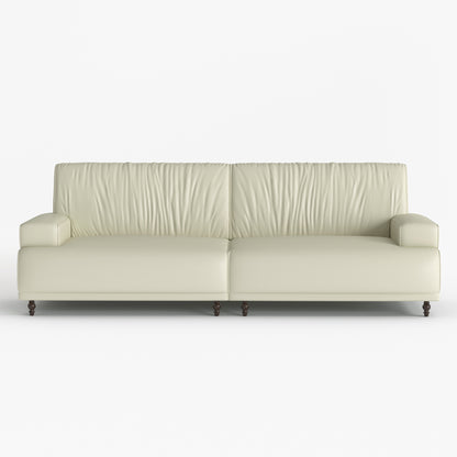 Mid-century modern style leather upholstered sofa, three-seater sofa for living room