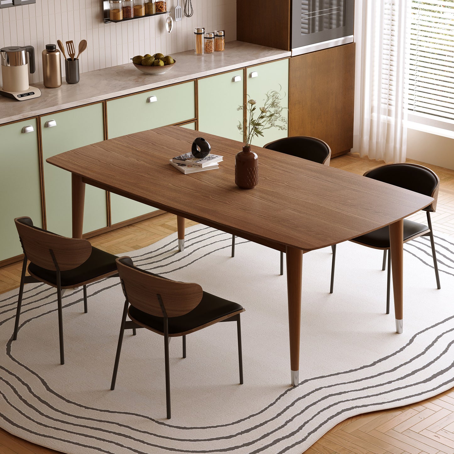 Dining Table MDCZ1600  Mid-Century Modern Laminated Solid Wood  62.9"