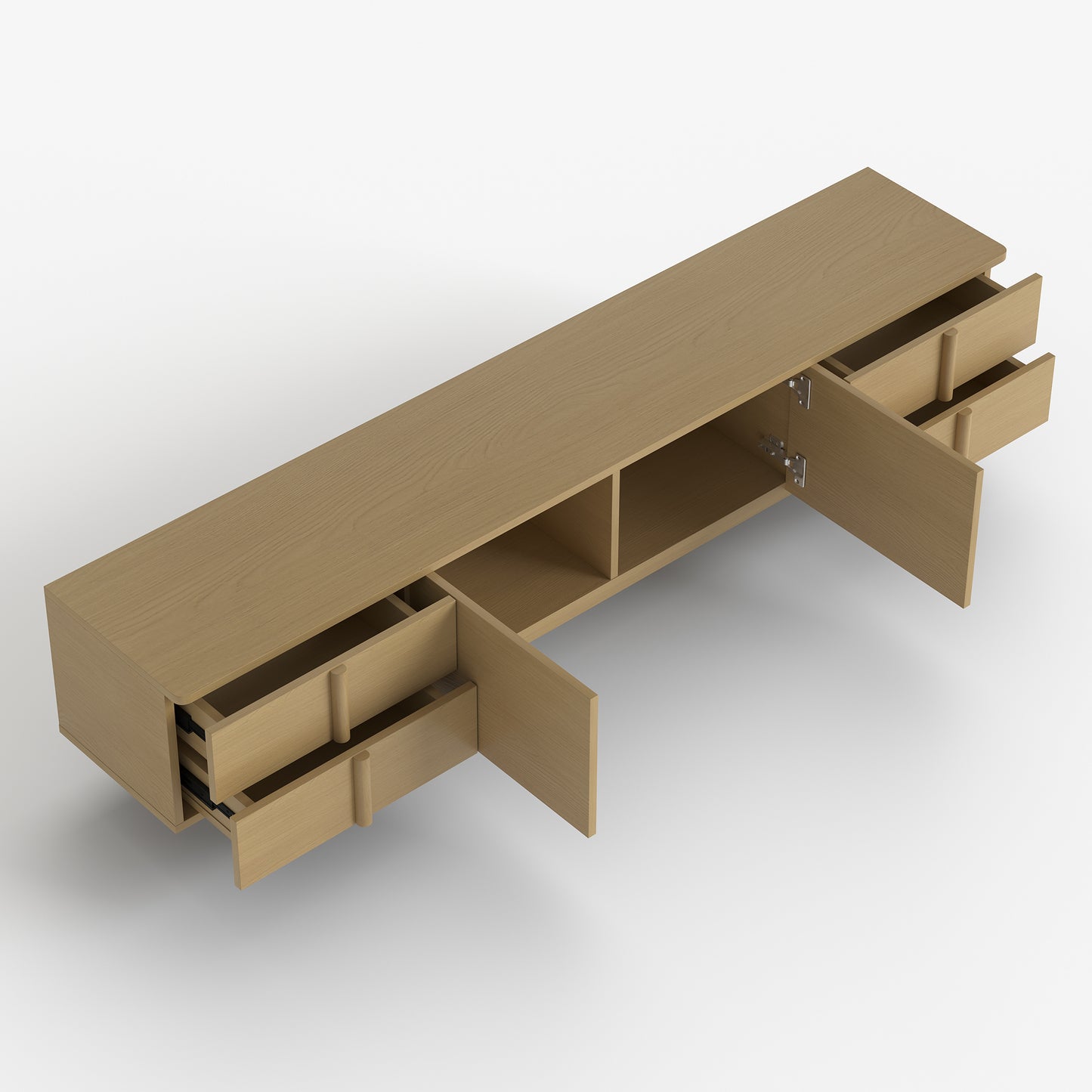 86.81" Wooden TV Cabinet with Storage and Cable Management