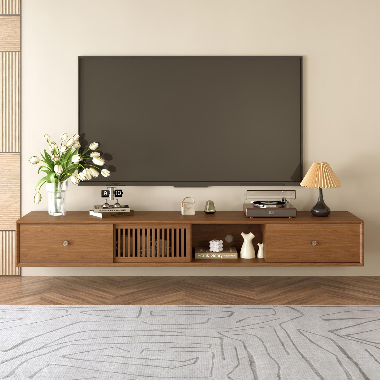 TV Stand YJJDDGBG Mid-Century Modern Floating TV Cabinet 78.7"