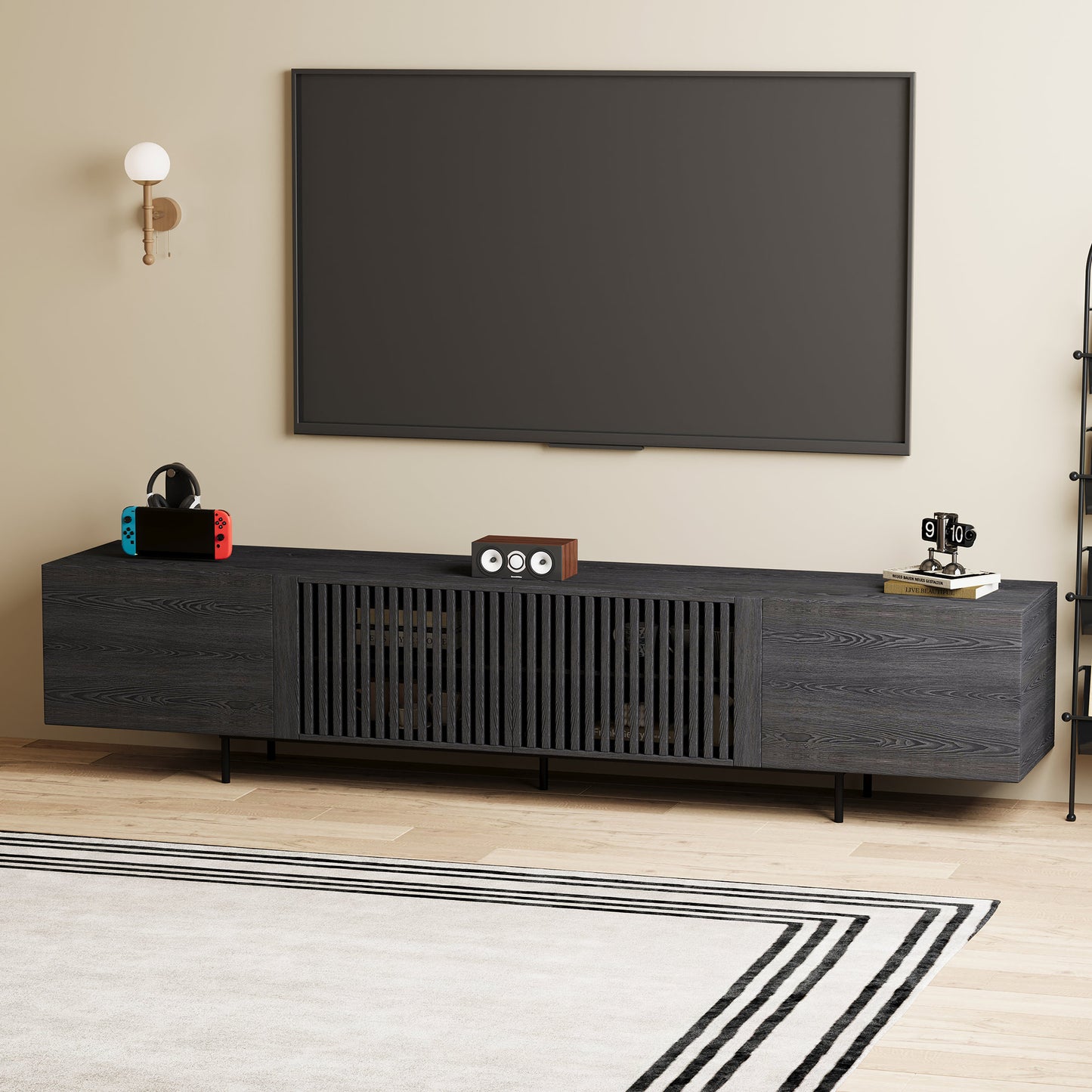 TV Stand YSTVB Mid-Century Modern Cable Management 4-Door 94.48"