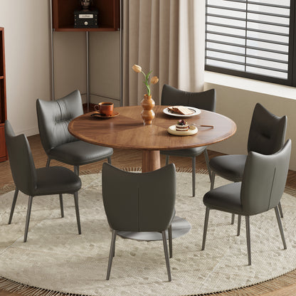 Dining Table XNSH1666 Modern Round Walnut Wood Metal Base 47.2"