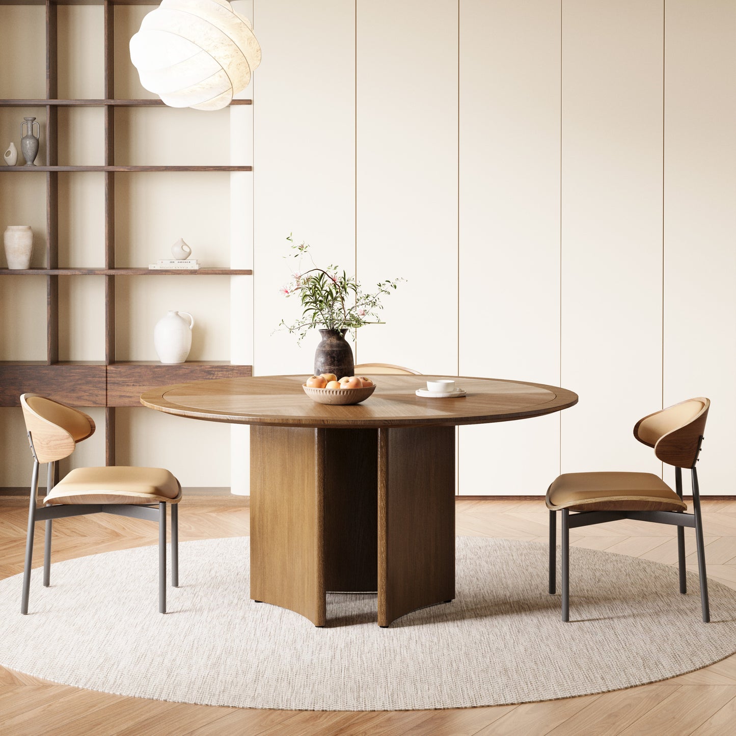 Dining Table CZ0033C Mid-Century Modern Solid Wood Frame 59.05"