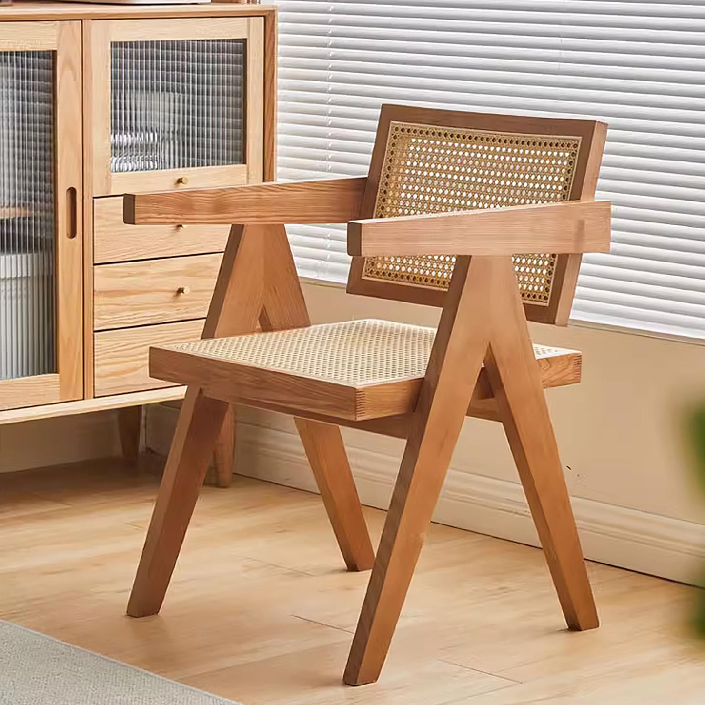 Dining Chair Mid-Century Modern Solid Wood Frame Mesh Backrest