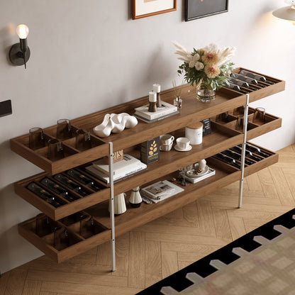 Multi-Level Storage Shelf with Spacious Compartments and Metal Frame, Ideal for Organizing Living Room, Office, or Bedroom