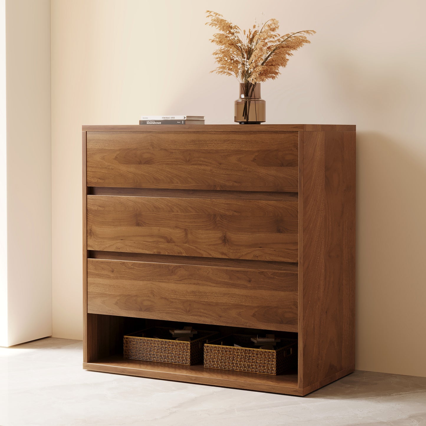 Cabinet CWG599B2 Mid-Century Modern with 3 Drawers Easy-Access Storage 29.52"