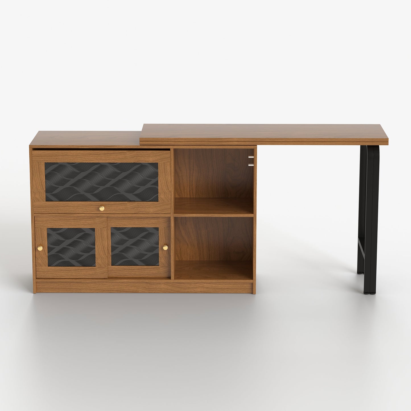 Versatile Desk with Rotatable Top, Foldable Design, and Ample Storage Space, Ideal for Home Office or Study Use