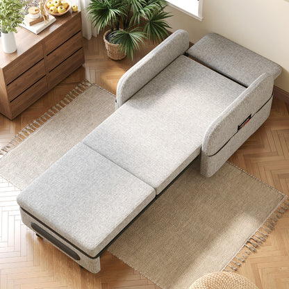 Folding sofa bed suitable for small spaces - gray/white single Japanese-style sofa bed with folding bed function, ideal for RV and studio apartments