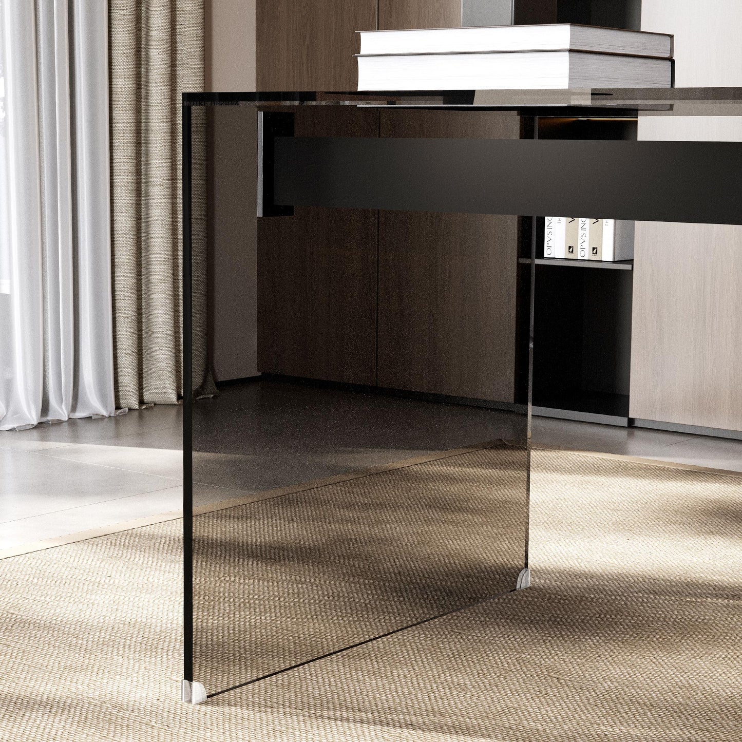 Desk MGBLSZ002 Modern Tempered Glass Generous Tabletop Space 53.14"